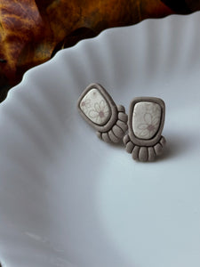 Neutral Daisy Bezel Studs
