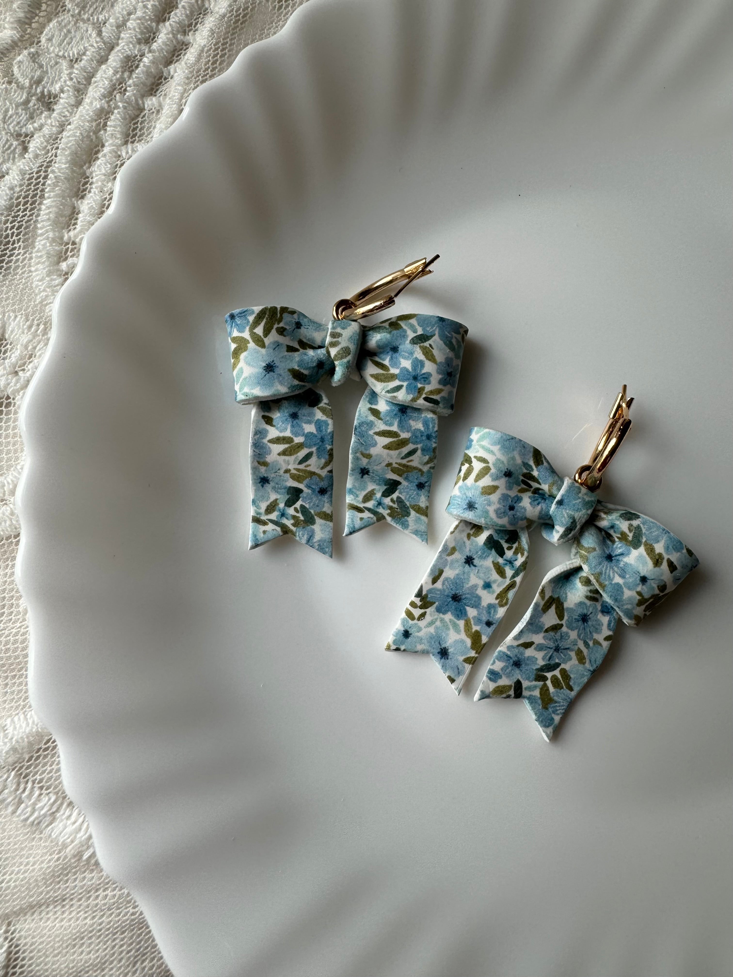 Blue Floral Mini Bows