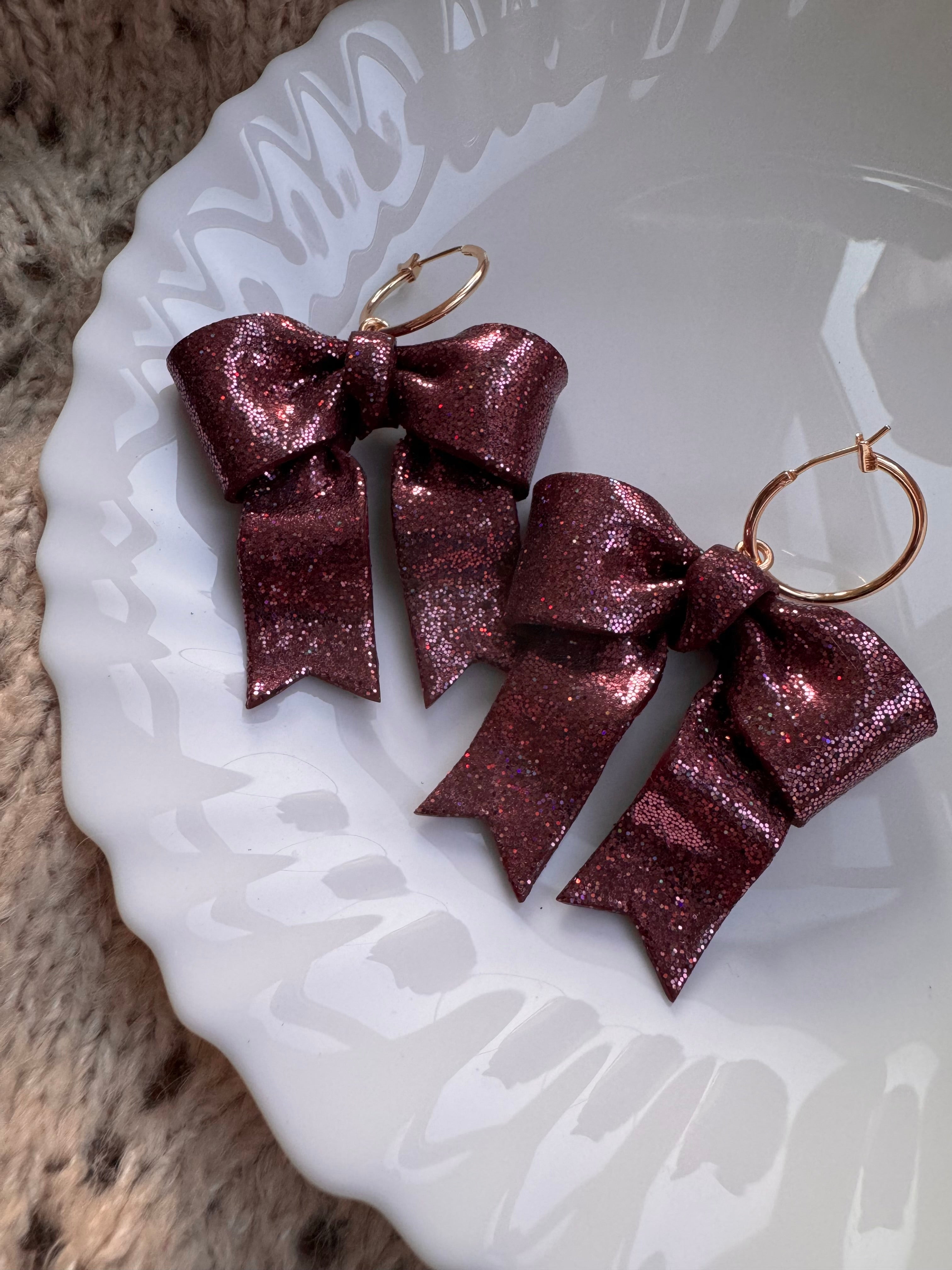 Burgundy Glitter Bows