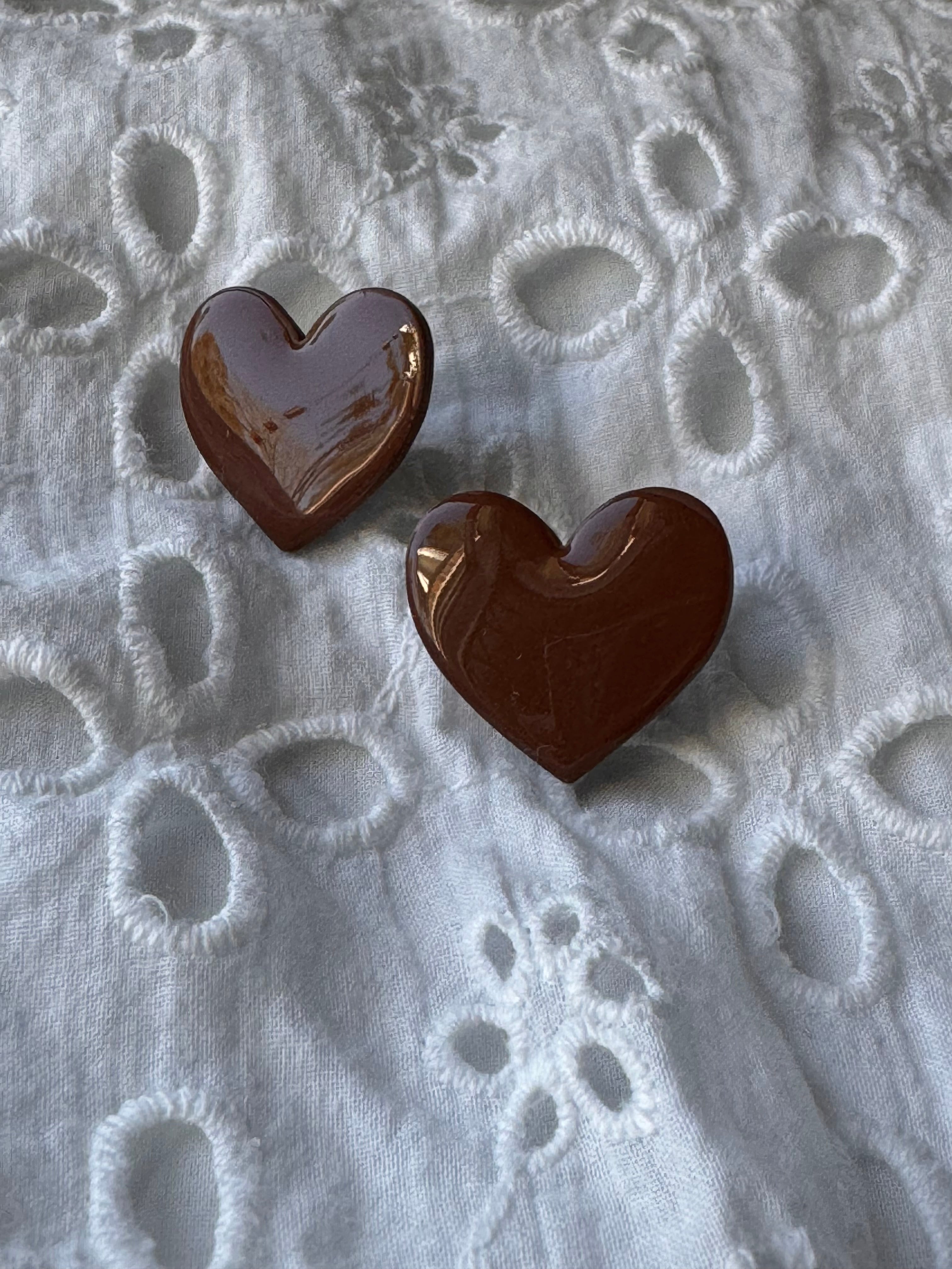 Brown Heart Statement Studs