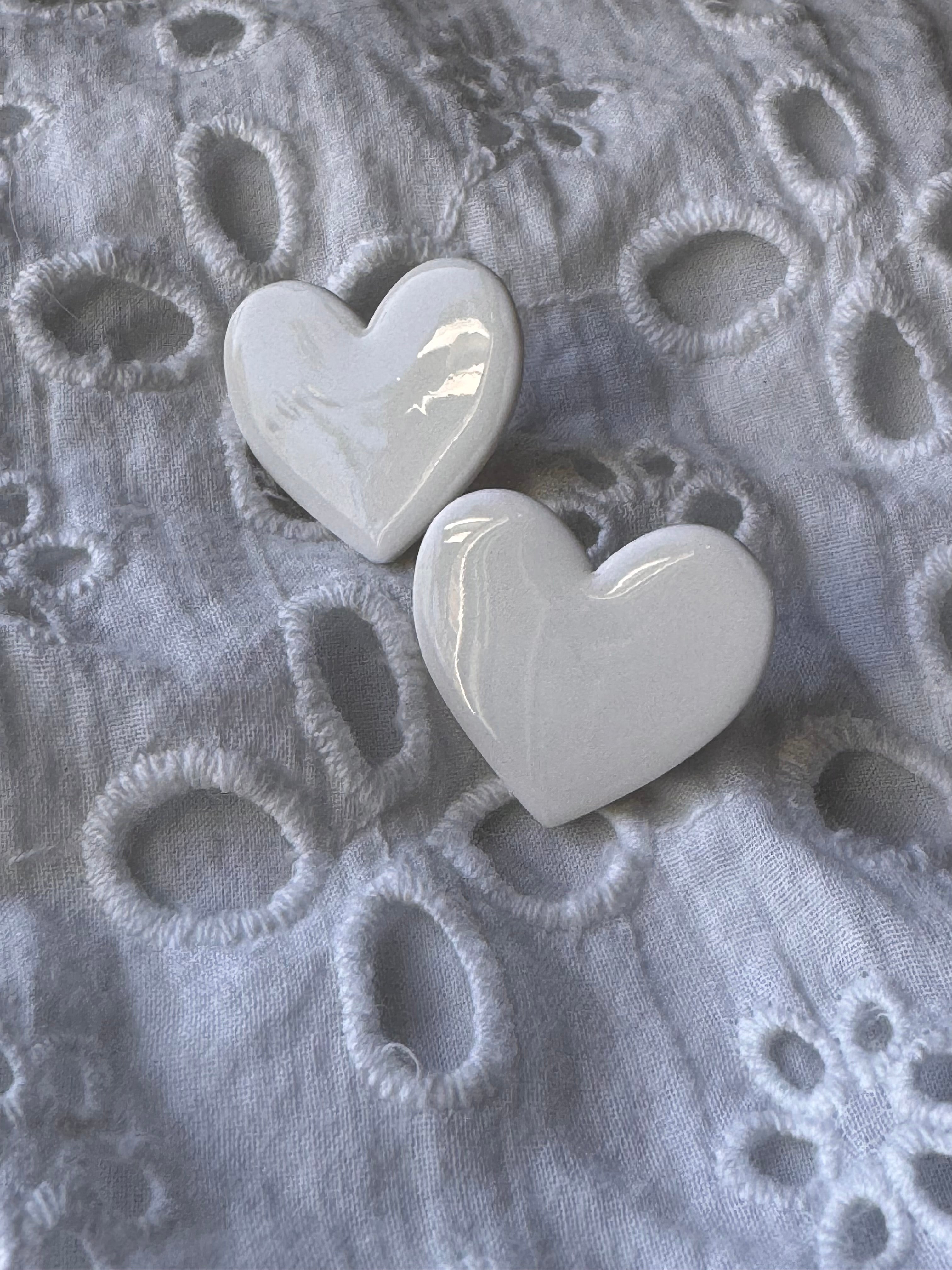 White Heart Statement Studs