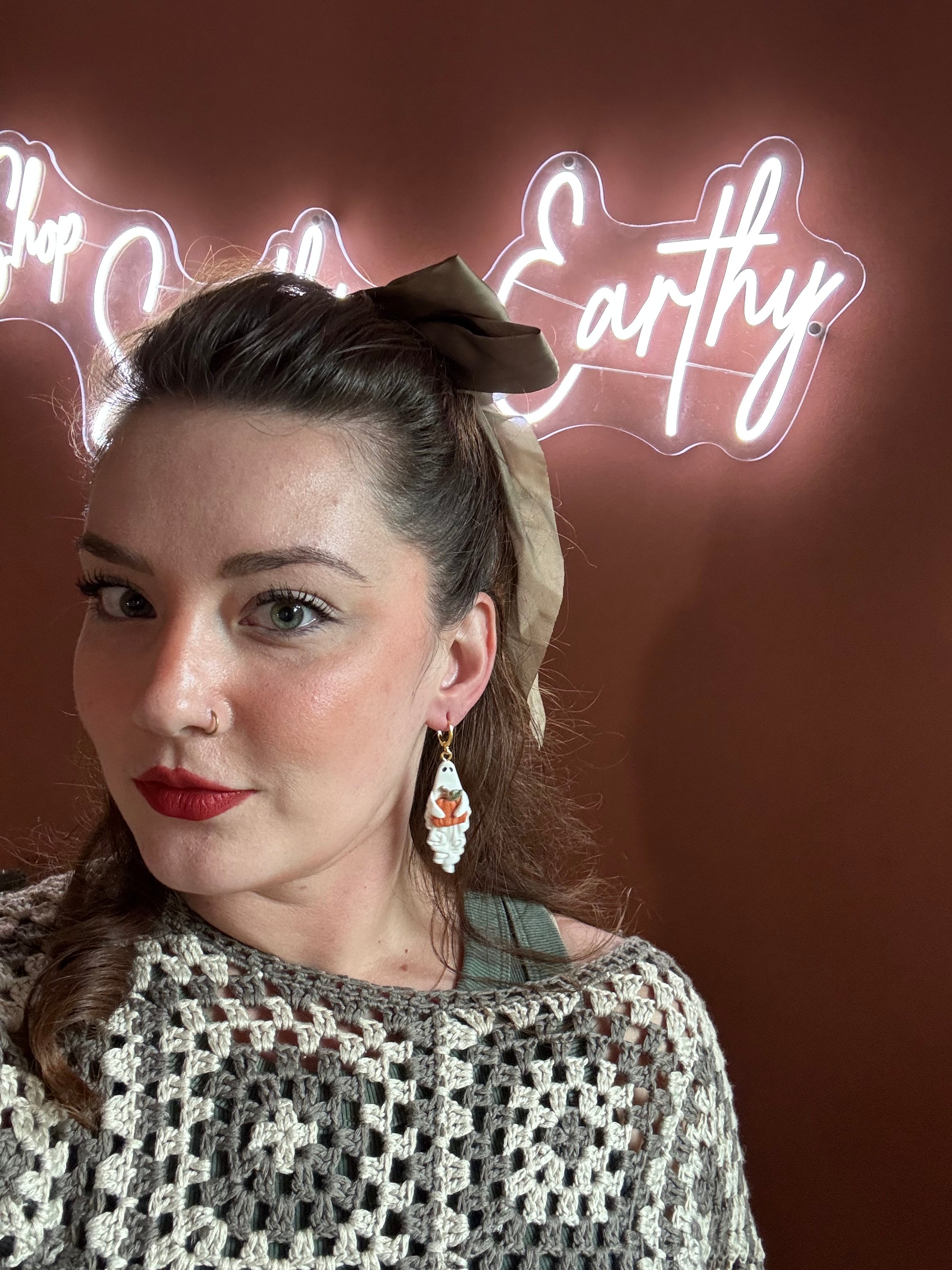 Mismatched Halloween Ghost Earrings