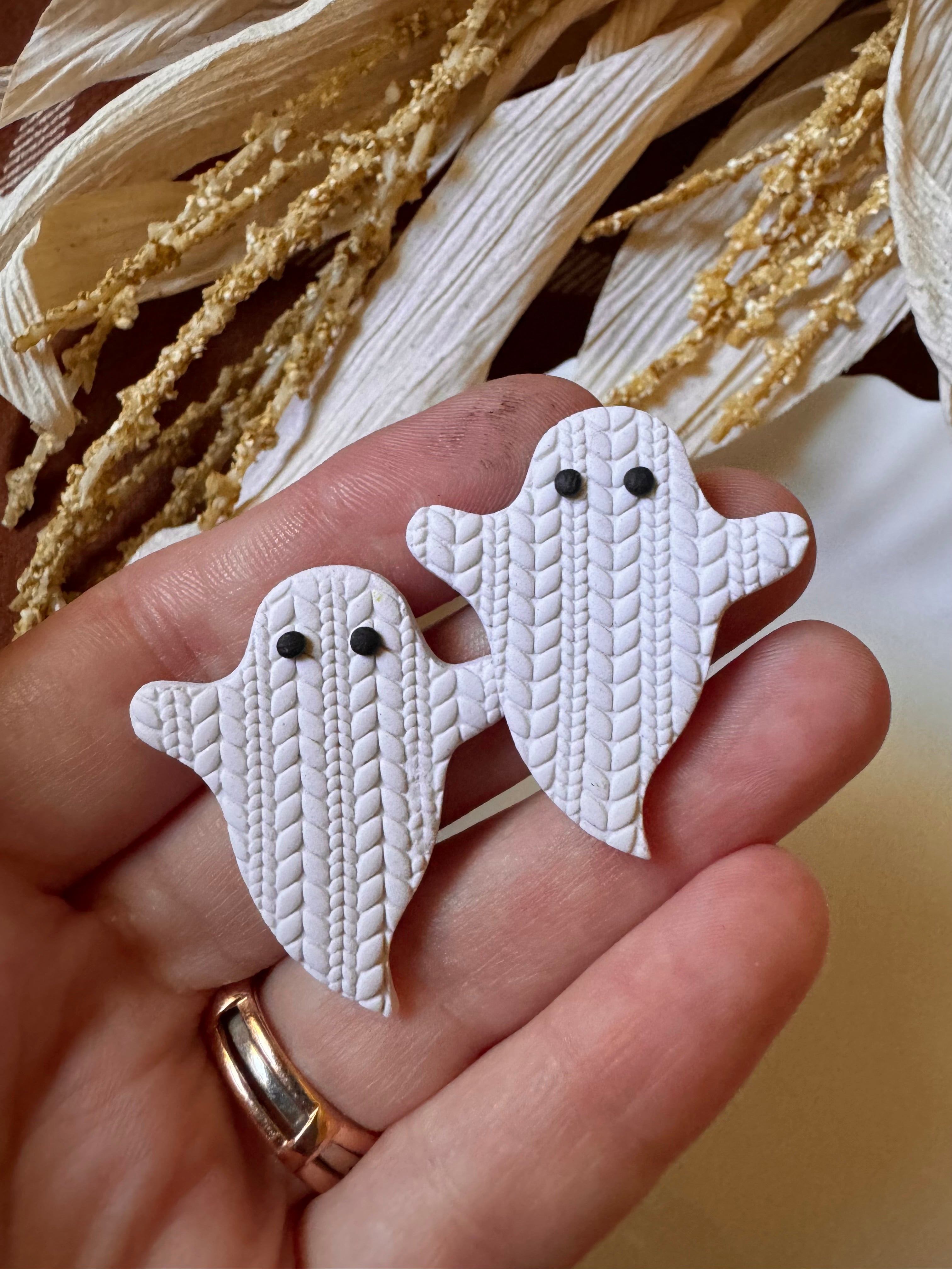 Cardigan Ghost Statement Studs