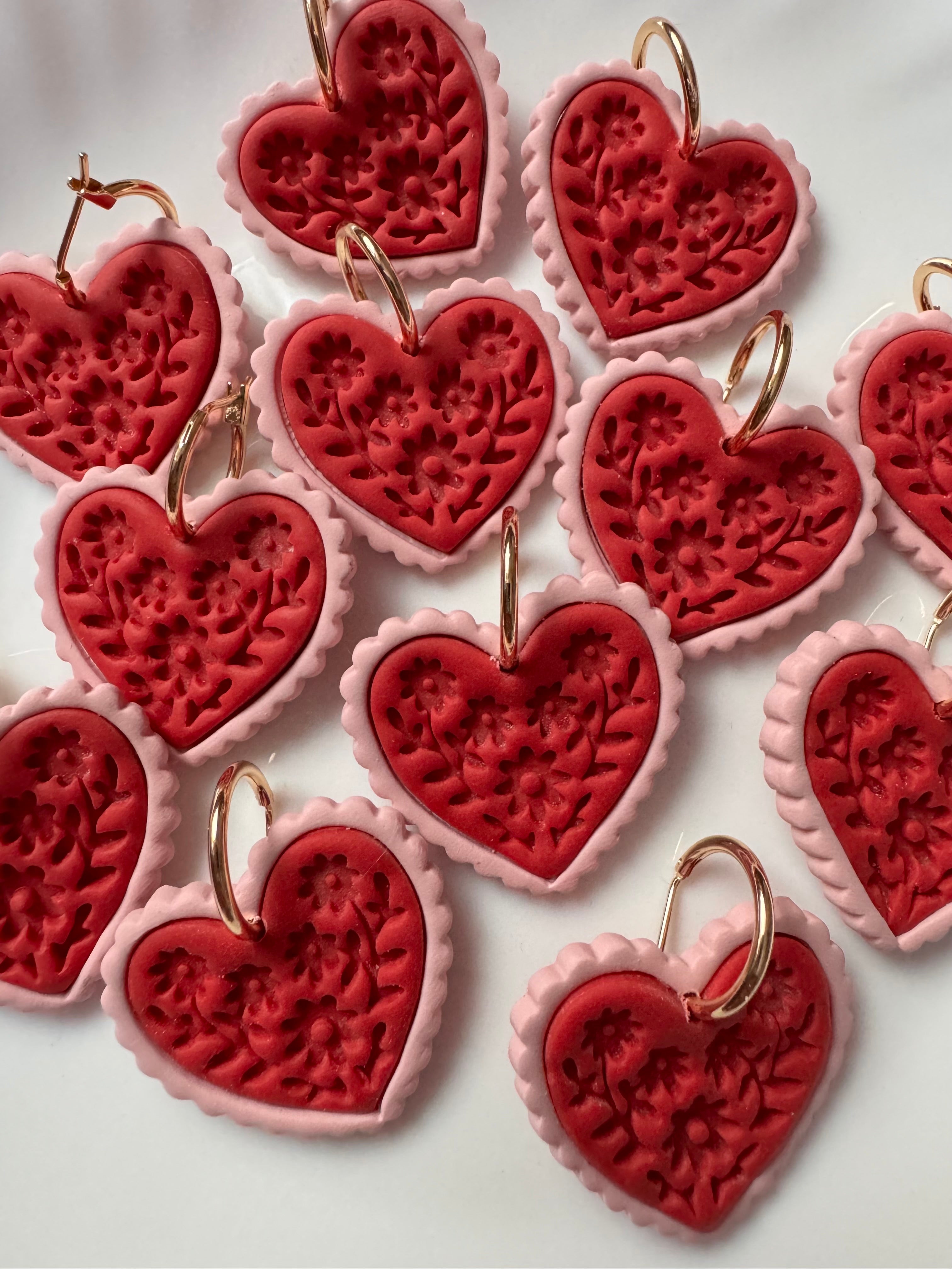 Scalloped Heart Hoops