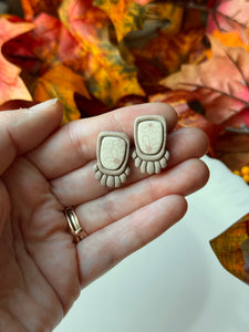 Neutral Daisy Bezel Studs
