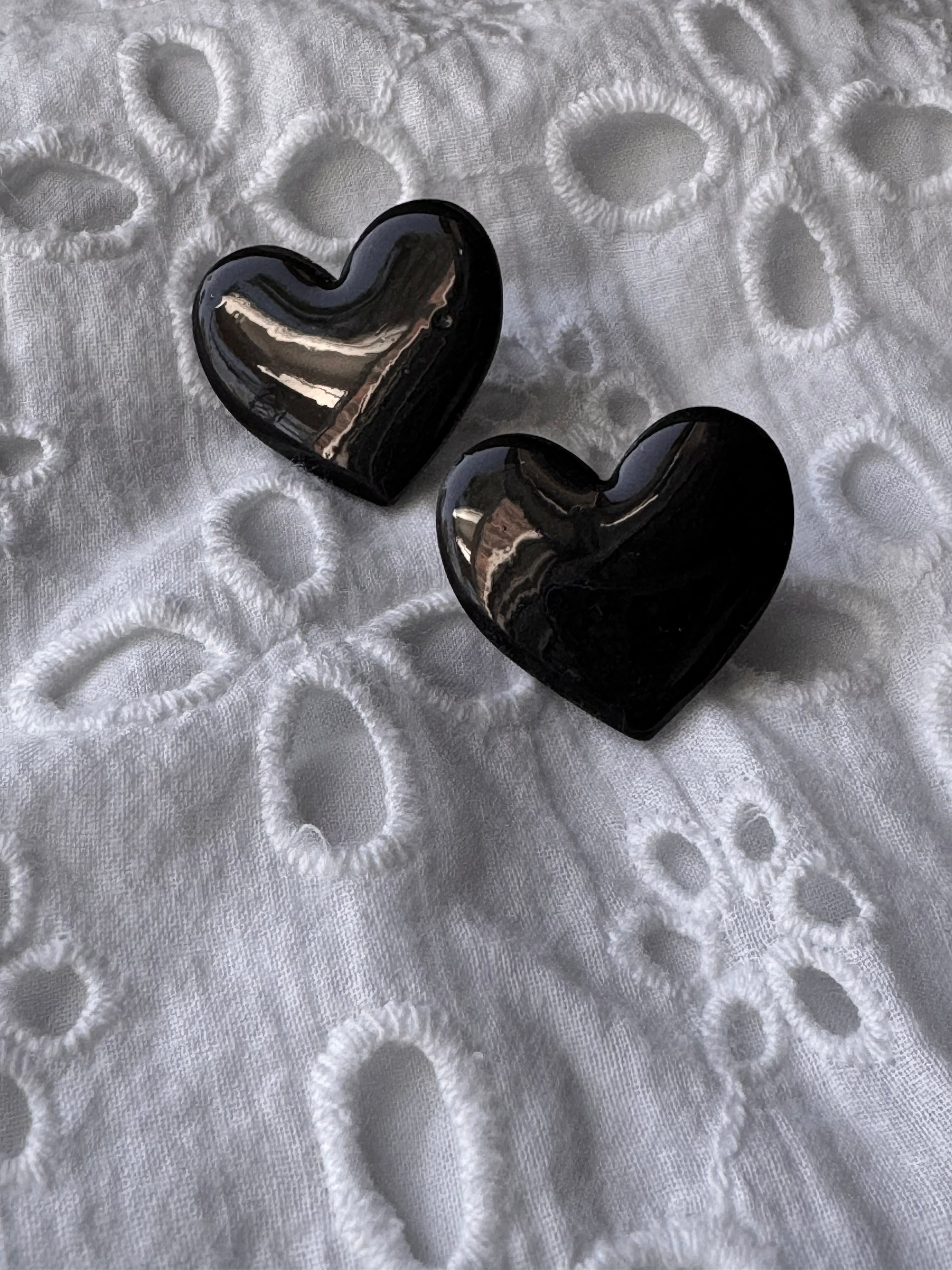 Black Heart Statement Studs