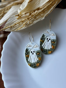 Pumpkin Field Ghost Earrings